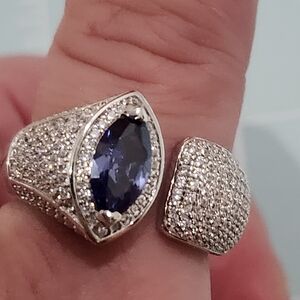 NWT JTV Marquis Shaped Simulated Diamond And Tanzanite Ring Size 9